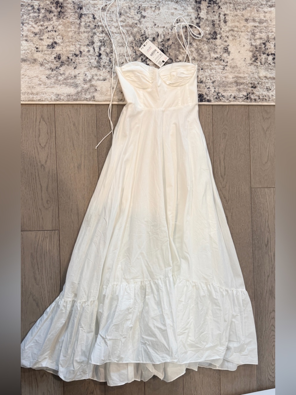 Zara White Tiered A-Line Maxi Dress Skirt